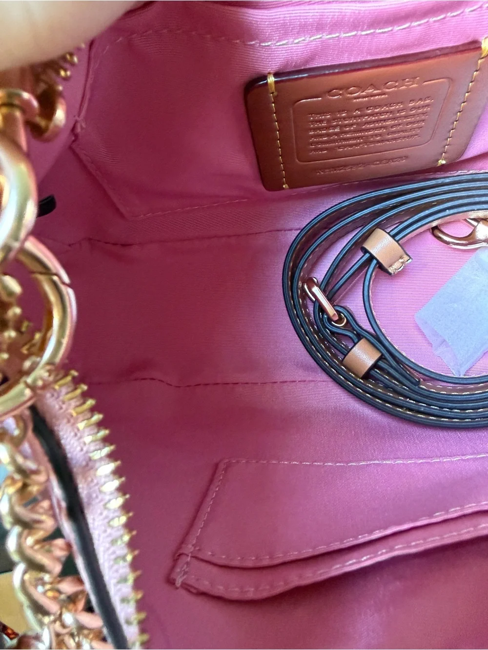 Coach Pink Powder Charms Shoulder Bag with Gold Chain